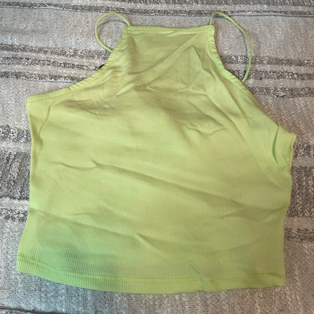 Heart Hips Lime Green Fitted Crop Tank Top